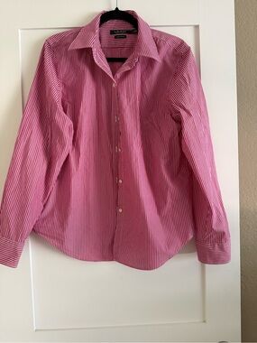Ralph Lauren Pink and White Striped Button-Down Shirt